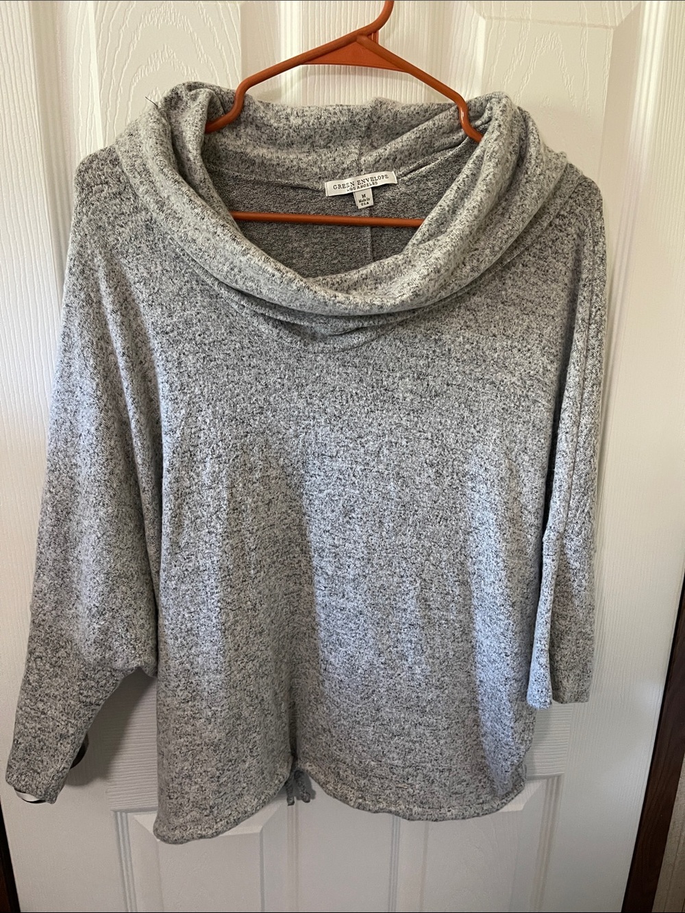 Green Envelope Light Heather Gray Cowl Neck Pullover